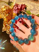 Load image into Gallery viewer, 14.2mm Rare Natural Starlight Devil Blue Aquamarine Bracelet