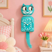 Load image into Gallery viewer, Vibrant Blue Turquoise Lady Kit-Cat Klock