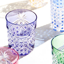 Load image into Gallery viewer, Kagami Whiskey Glass T370-2835-CMP, Edo Kiriko "Drape & Tetragonal Basket Weave", Purple