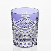 Load image into Gallery viewer, Kagami Whiskey Glass T370-2835-CMP, Edo Kiriko "Drape & Tetragonal Basket Weave", Purple