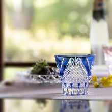 Load image into Gallery viewer, Kagami Crystal-A Pair of Sake Glasses TPS615-2950-AB, Edo Kiriko "Fuji"