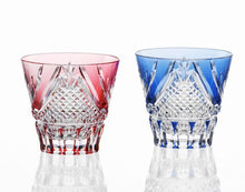 Load image into Gallery viewer, Kagami Crystal-A Pair of Sake Glasses TPS615-2950-AB, Edo Kiriko "Fuji"