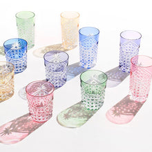 Load image into Gallery viewer, Kagami Tumblers Set of 5 TS369-2835-5, Edo Kiriko “Drape & Tetragonal Basket Weave”