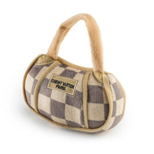 Load image into Gallery viewer, Checker Chewy Vuiton Handbag Squeaker Dog Toy