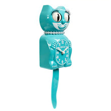 Load image into Gallery viewer, Vibrant Blue Turquoise Lady Kit-Cat Klock
