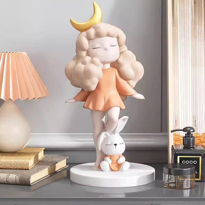 Lunar Muse and Bunny Figurine