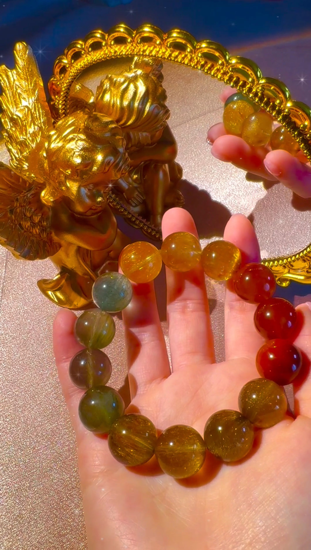 15mm Rare Rainbow Rutilated Quartz Bracelet