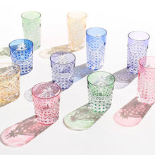 Load image into Gallery viewer, Kagami Crystal-Whiskey Glass, Edo Kiriko &quot;Drape &amp; Tetragonal Basket Weave&quot; Green T370-2835-CGR
