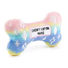 Load image into Gallery viewer, Pink Ombre Chewy Vuiton Bone Squeaker Dog Toy
