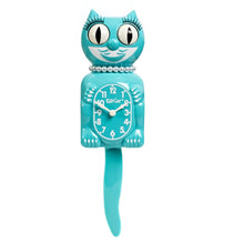 Load image into Gallery viewer, Vibrant Blue Turquoise Lady Kit-Cat Klock

