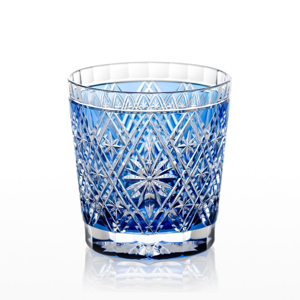 Kagami Whiskey Glass T787-3032-CCB, Edo Kiriko “Hishibana” By Hideaki Shinozaki