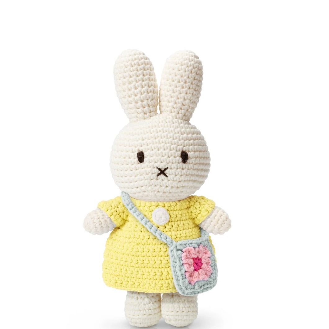 Miffy and Her Flower Bag Pastel Yellow Dress with Blue Flower Bag