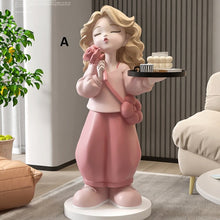 Load image into Gallery viewer, Girl with Rose Figurine Floor Stand Storage Tray
