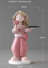Load image into Gallery viewer, Girl with Rose Figurine Floor Stand Storage Tray
